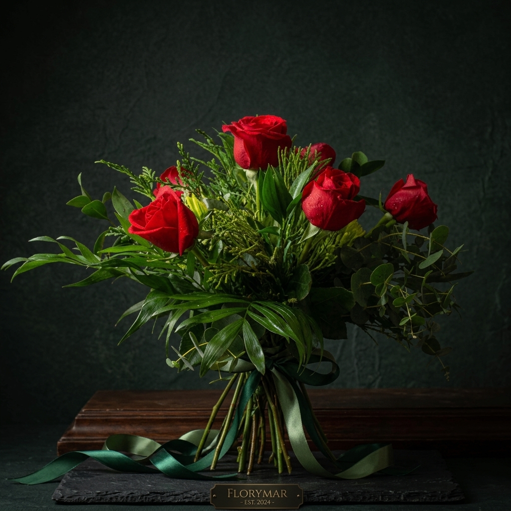 Bouquet 6 rosas rojas - Imagen 3