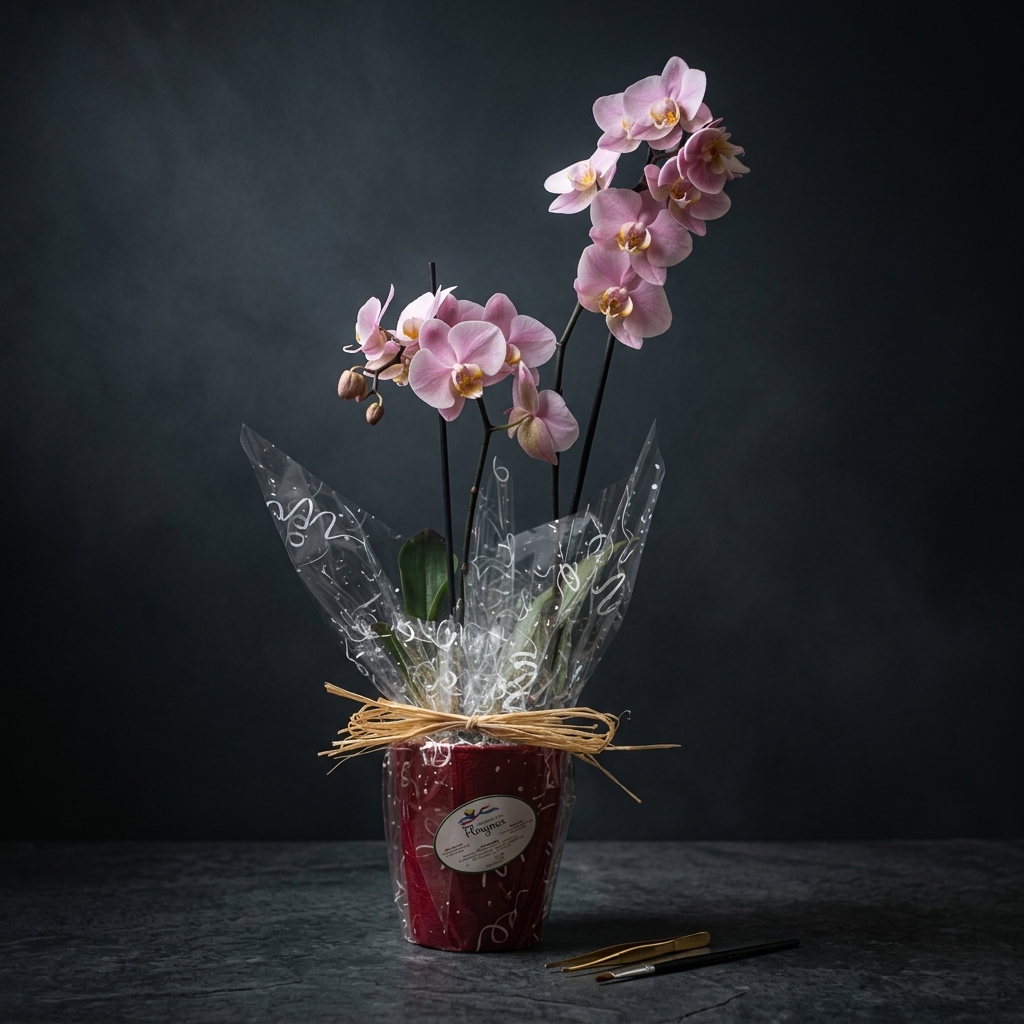 Orquídea colores variados + Cubremaceta de cerámica - Imagen 2