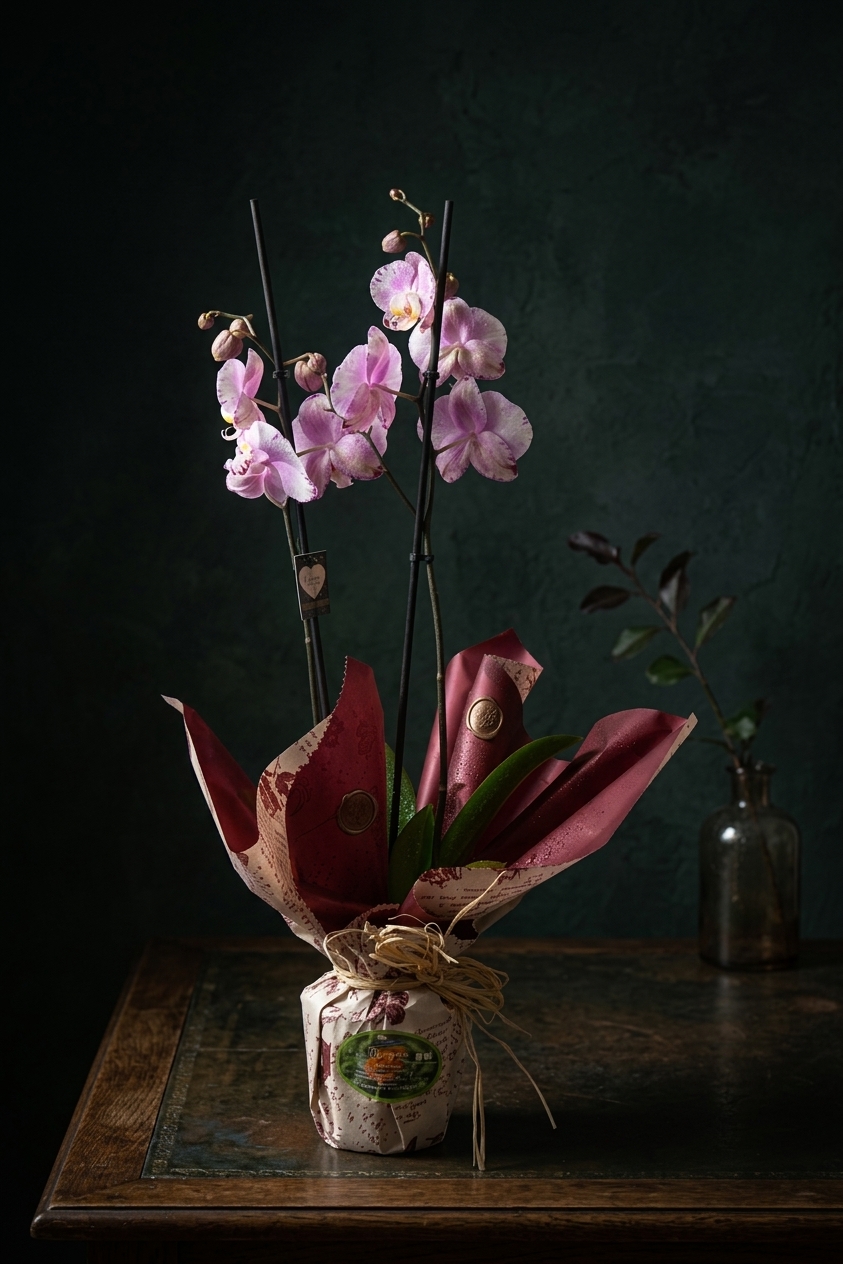 Orquídea Morada + Cubremaceta de cerámica - Imagen 2