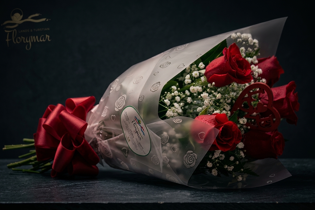 Ramo de 6 Rosas Rojas + Pick LOVE - Imagen 2